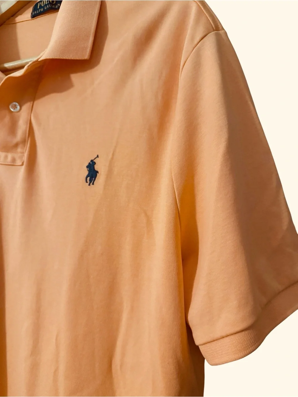 Polo by Ralph Lauren Peach Short Sleeve Classic Golf Polo Shirt Navy Pony Logo